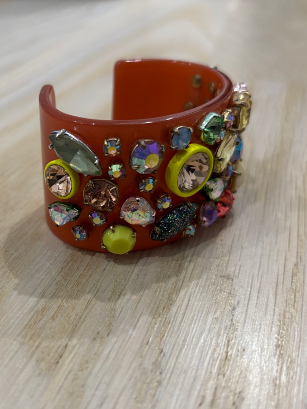 J.Crew Colorful Orange Jeweled Cuff Bracelet with jewels - Picture 3 of 4